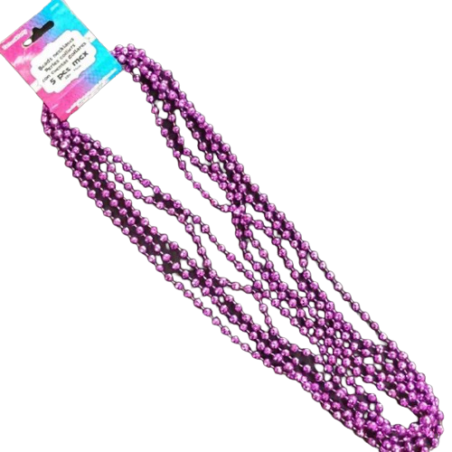 BEAD NECKLACES PURPLE 32in 5pcs