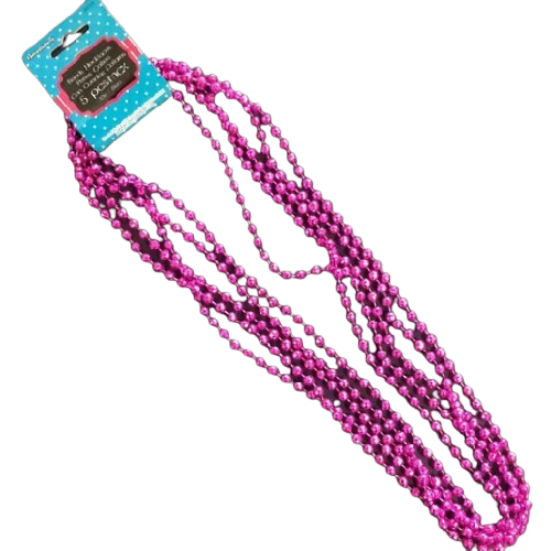 BEAD NECKLACES FUCHSIA 32in 5pcs