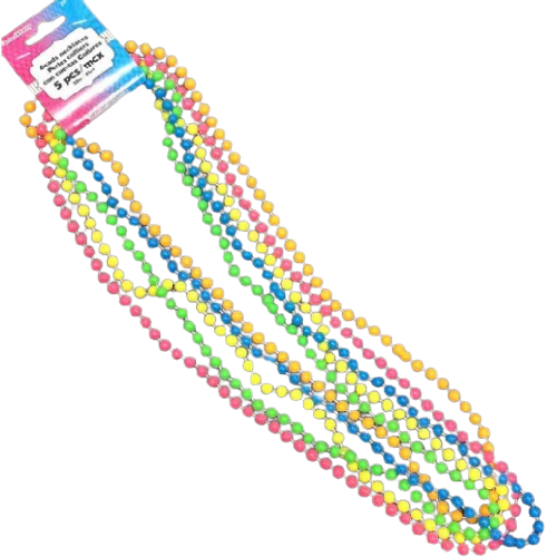 BEAD NECKLACES NEON ASST 32in 5pcs