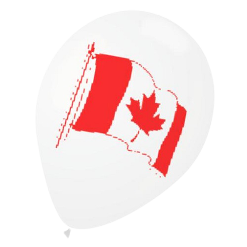 BALLOON LATEX PRINTED 12in 10pcs Canada Flag