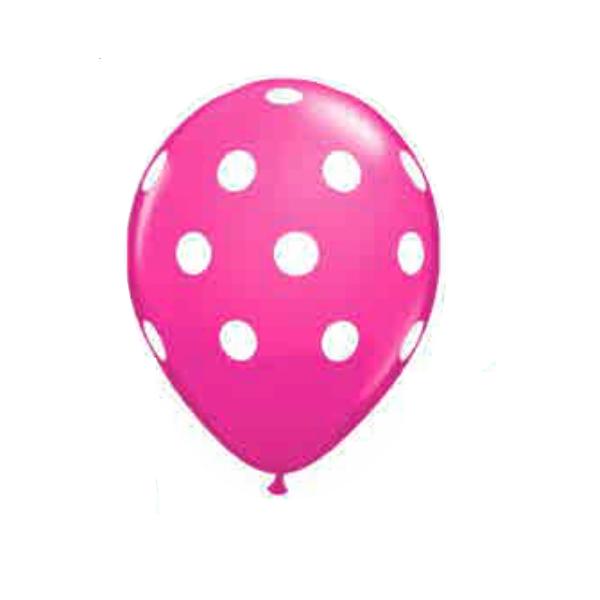 BALLOON LATEX GLOBO 12in 8pcs Polka Dots Fuchsia