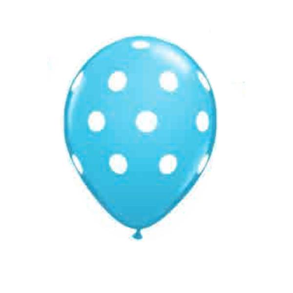 BALLOON LATEX GLOBO 12in 8pcs Polka Dots Blue