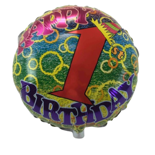 BALLOON FOIL ROUND 18" (Air-filled)  1st Birthday