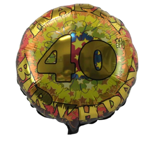 BALLOON FOIL ROUND 18" (Air-filled) 40th Birthday