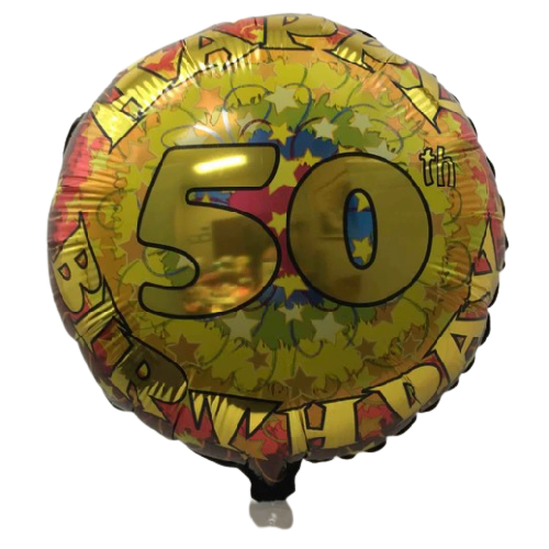 BALLOON FOIL ROUND 18" (Air-filled) 50th Bday