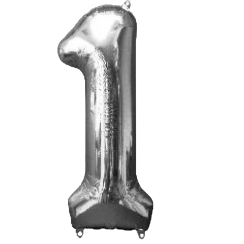 BALLOON FOIL NUMBER 34in Silver 1