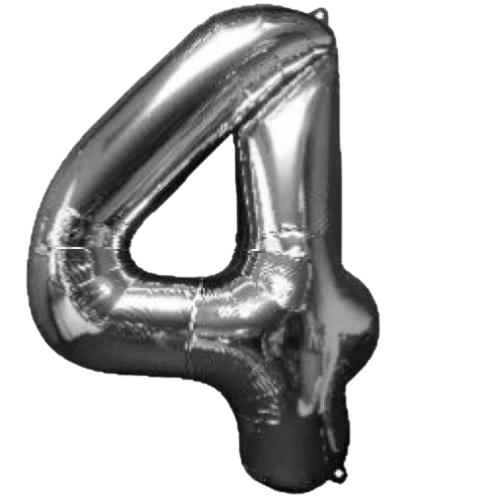 BALLOON FOIL NUMBER 34in Silver 4