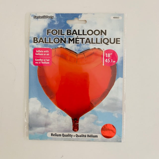 BALLOON FOIL SHAPED HEART 18in RED