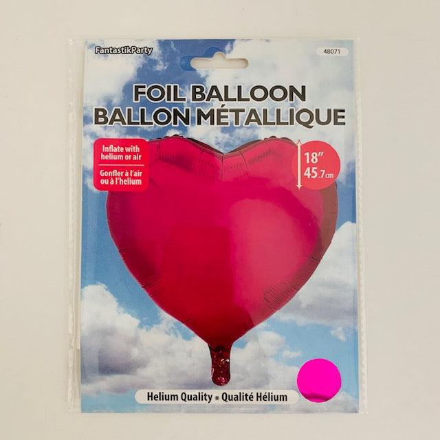 BALLOON FOIL SHAPED HEART 18in FUCHSIA