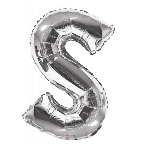 BALLOON FOIL LETTER 34in Silver S