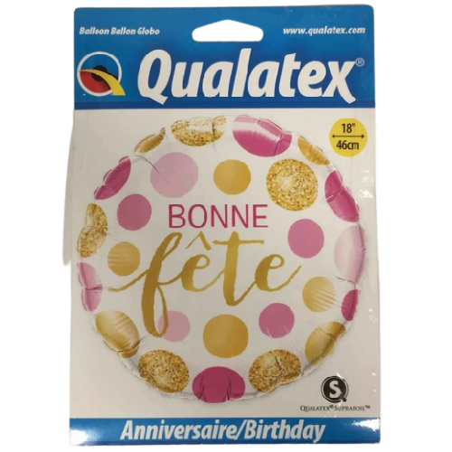 BALLOON FOIL ROUND 18" Birthday Bonne Fete