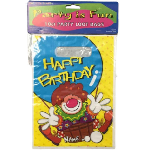 ACS LOOT BAGS HAPPY BDAY W/CLOWN 10PCS