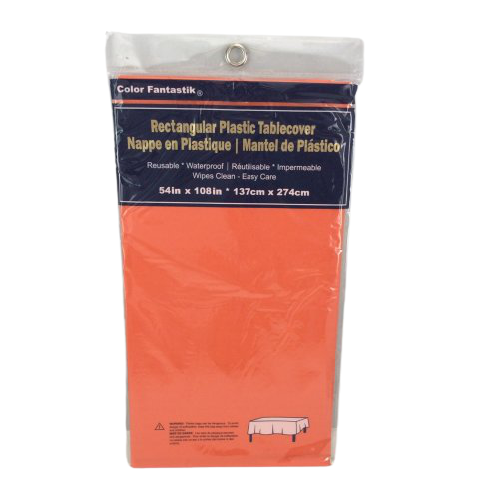 PLASTIC TABLE COVER 54in x 108in ORANGE