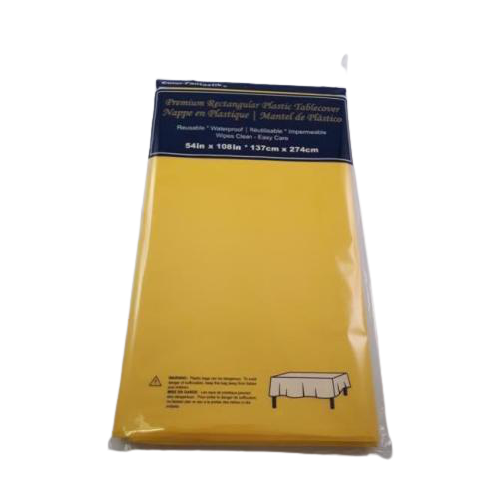 PLASTIC TABLE COVER 54in x 108in YELLOW