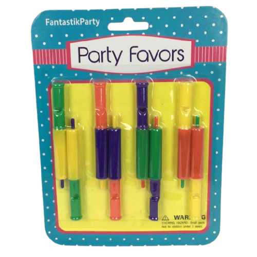 FAVORS BLISTER MINI SLIDE WHISTLES 8PCS