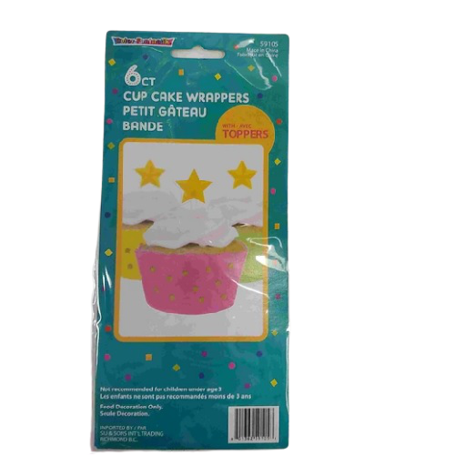 CAKE CUP WRAPPERS WITH TOPPERS 6PCS