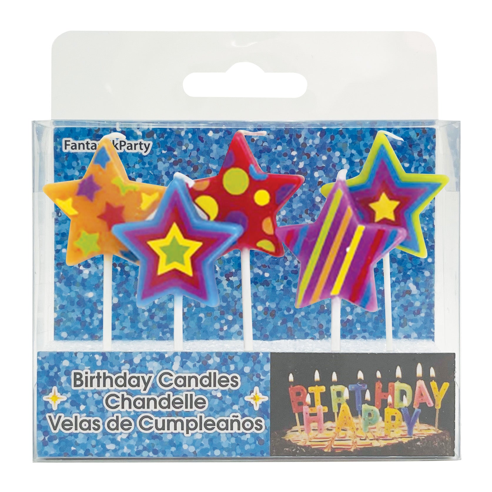 BDAY CANDLE STAR PICKS 5PCS