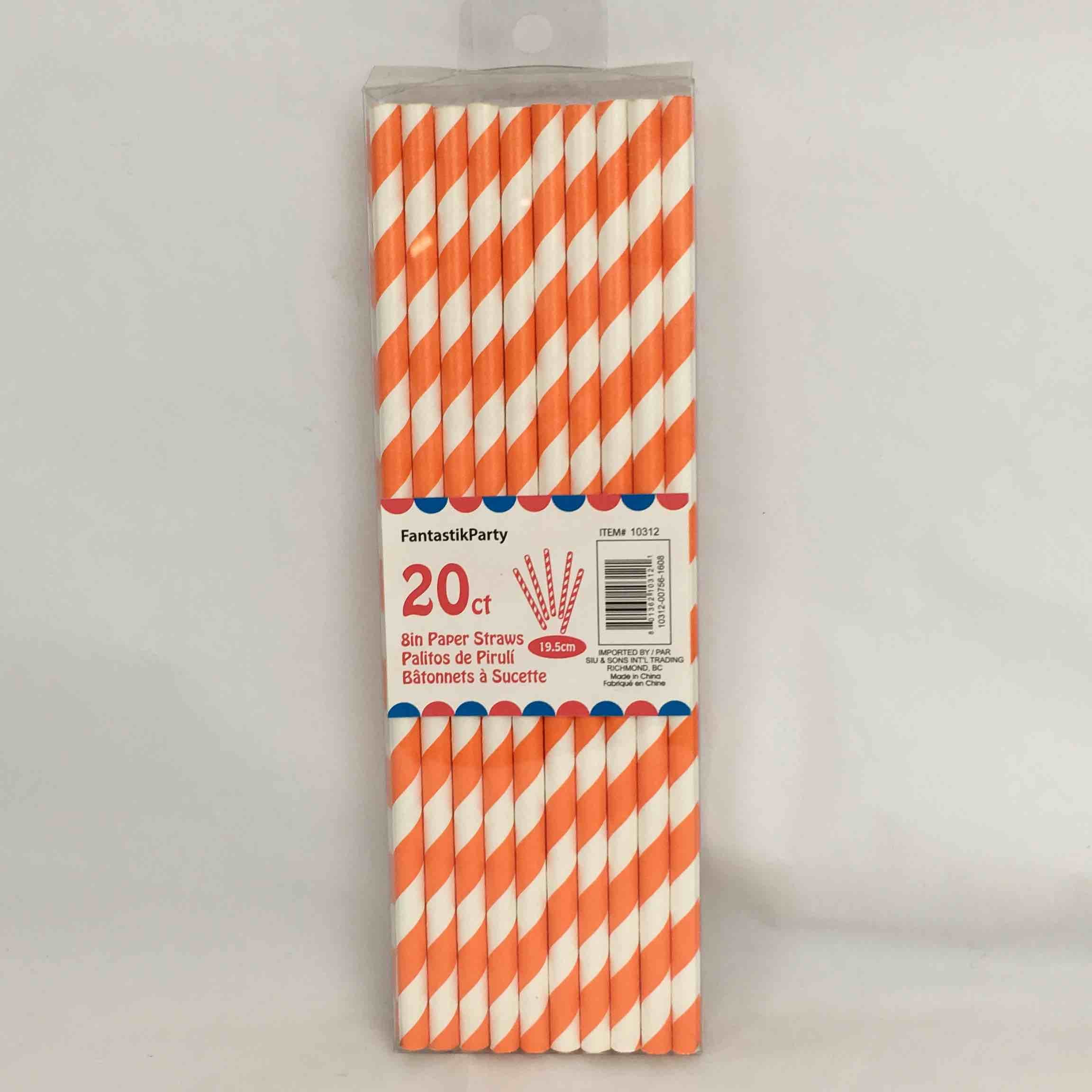 PAPER STRAWS ORANGE 20pcs