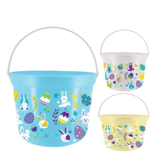 EASTER DECOR PLASTIC PAIL ASSTD