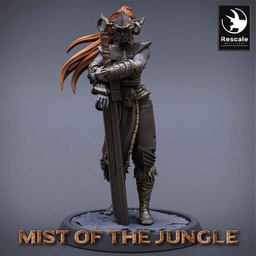 Amazon Heavy Soldier With Great Sword - Stance - Mist of the Jungle - Rescale Miniatures - Wargaming D&D DnD