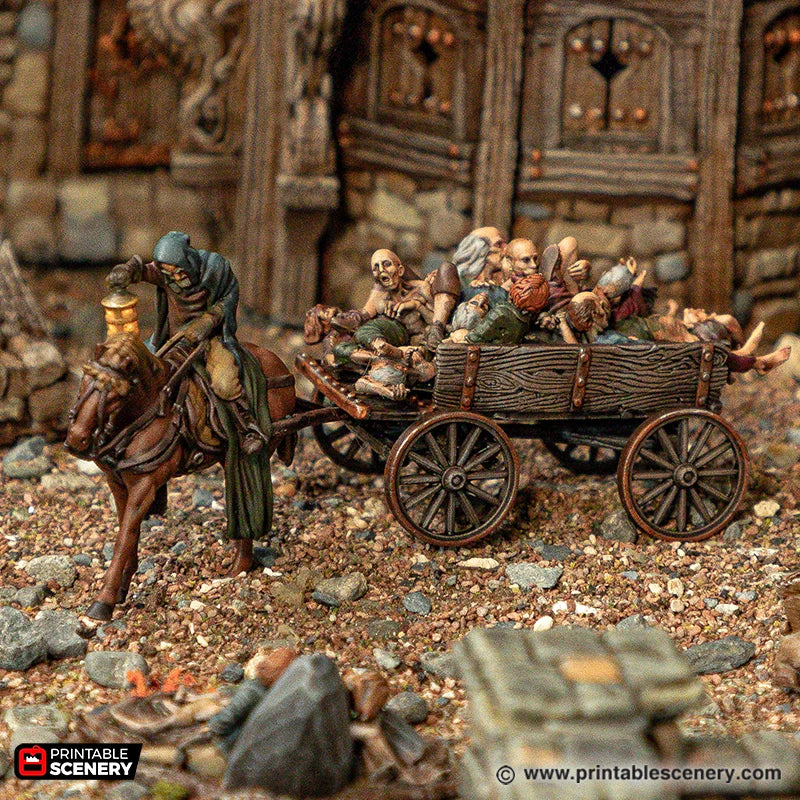 Horse and Cart - Cities of Ramshackle and Ruin - Printable Scenery Terrain Wargaming D&D DnD 28mm 32mm 40mm 54mm