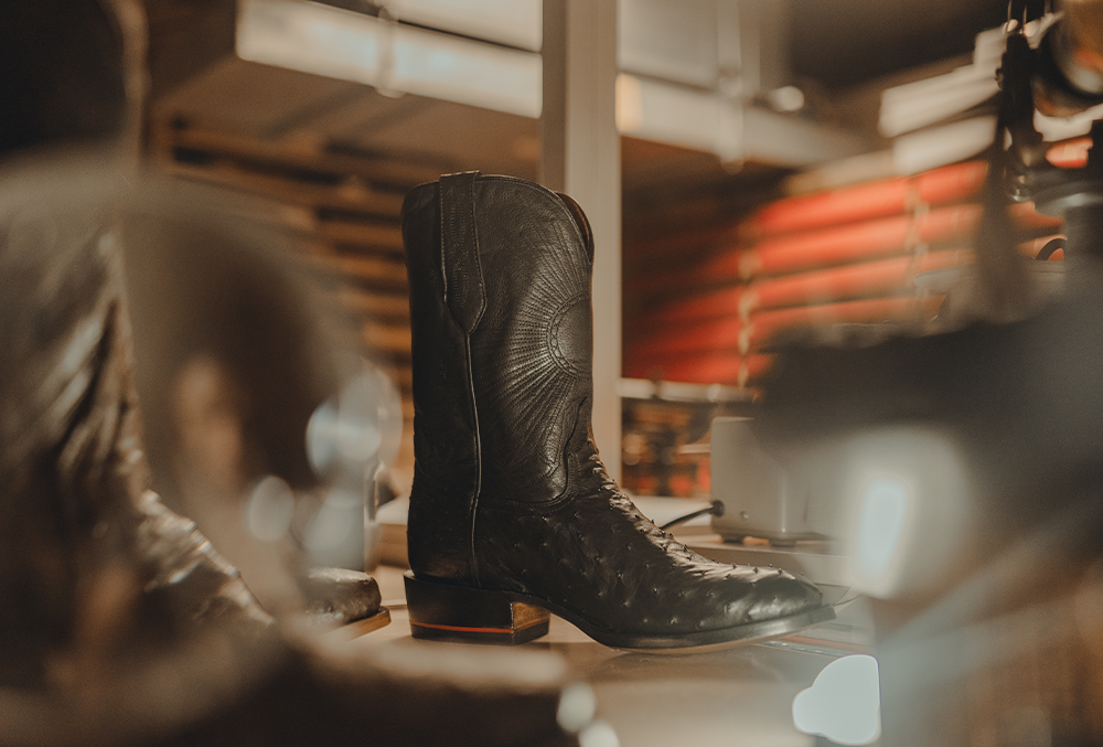 Chisos No. 1 Cowboy Boot in Black Ostrich