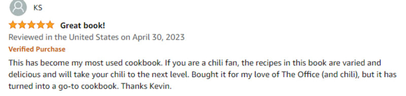 positive review of Seriously Good Chili Cookbook by Brian Baumgartner