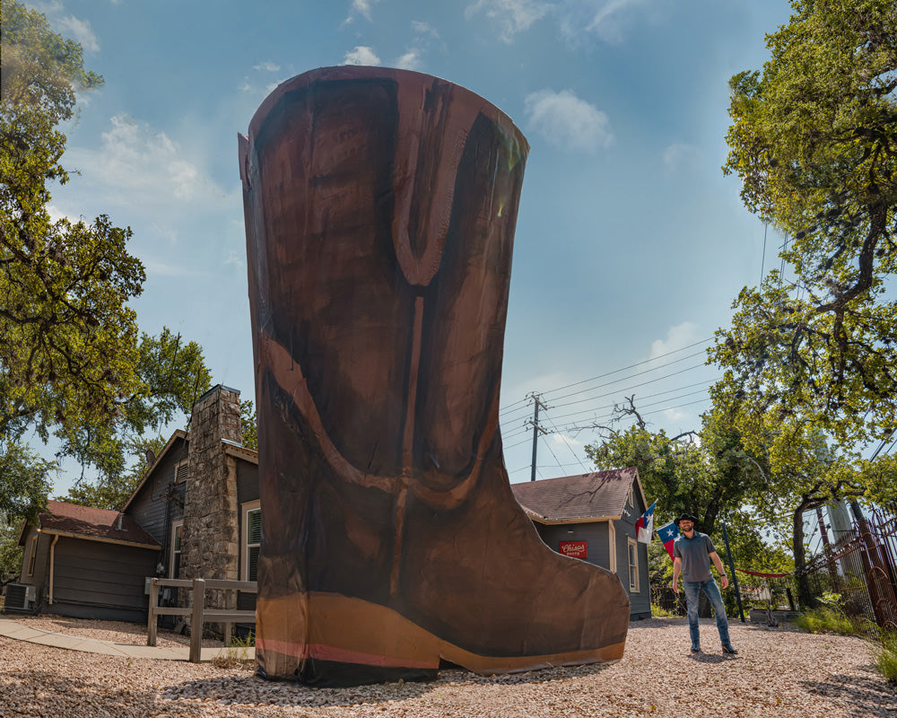 Giant cowboy boot pinata