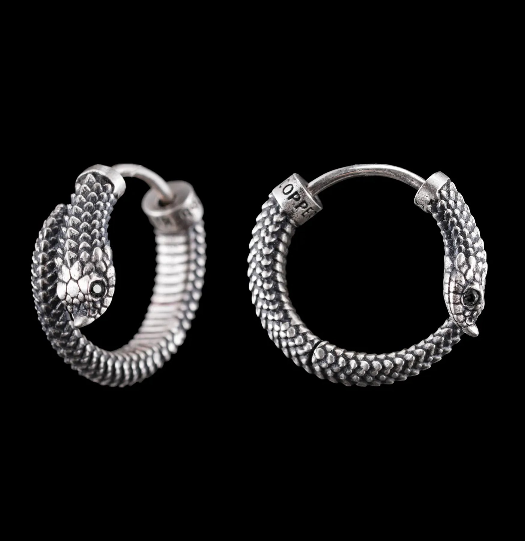 Hognose Snake Earrings Oxidized Silver