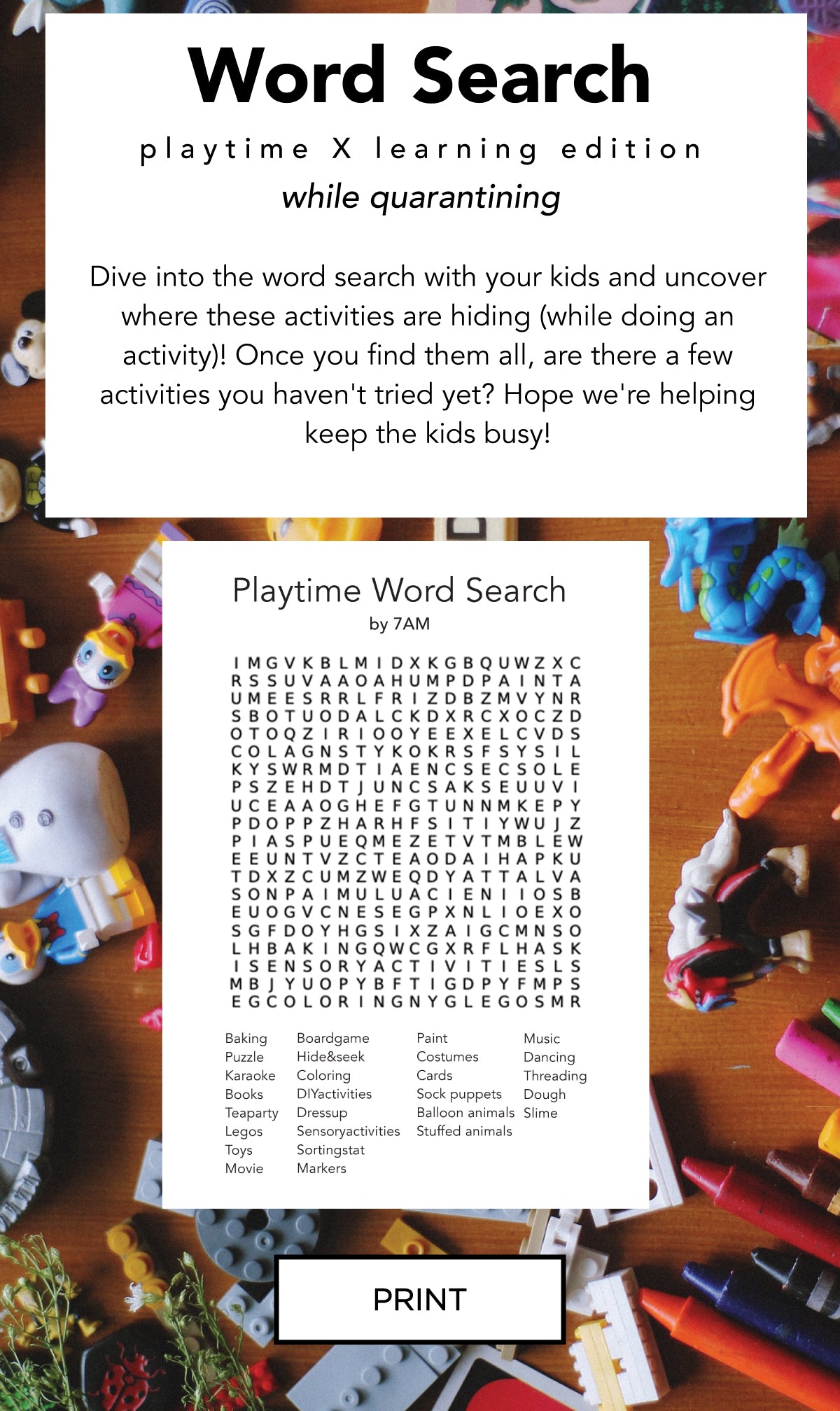 7AM Enfant playtime word search