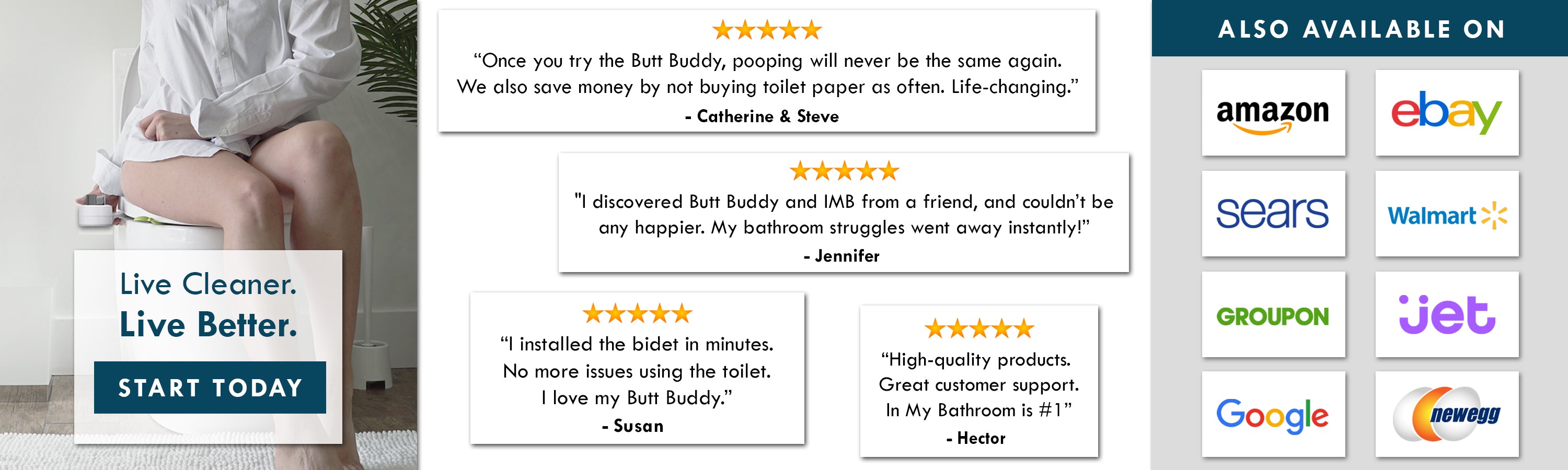 In My Bathroom (IMB) | Butt Buddy - Bidet Toilet Attachment - BBB - Live Cleaner, Live Better - 5 Star Product - Reviews - Also Available On - Amazon - Walmart - Ebay - Stores