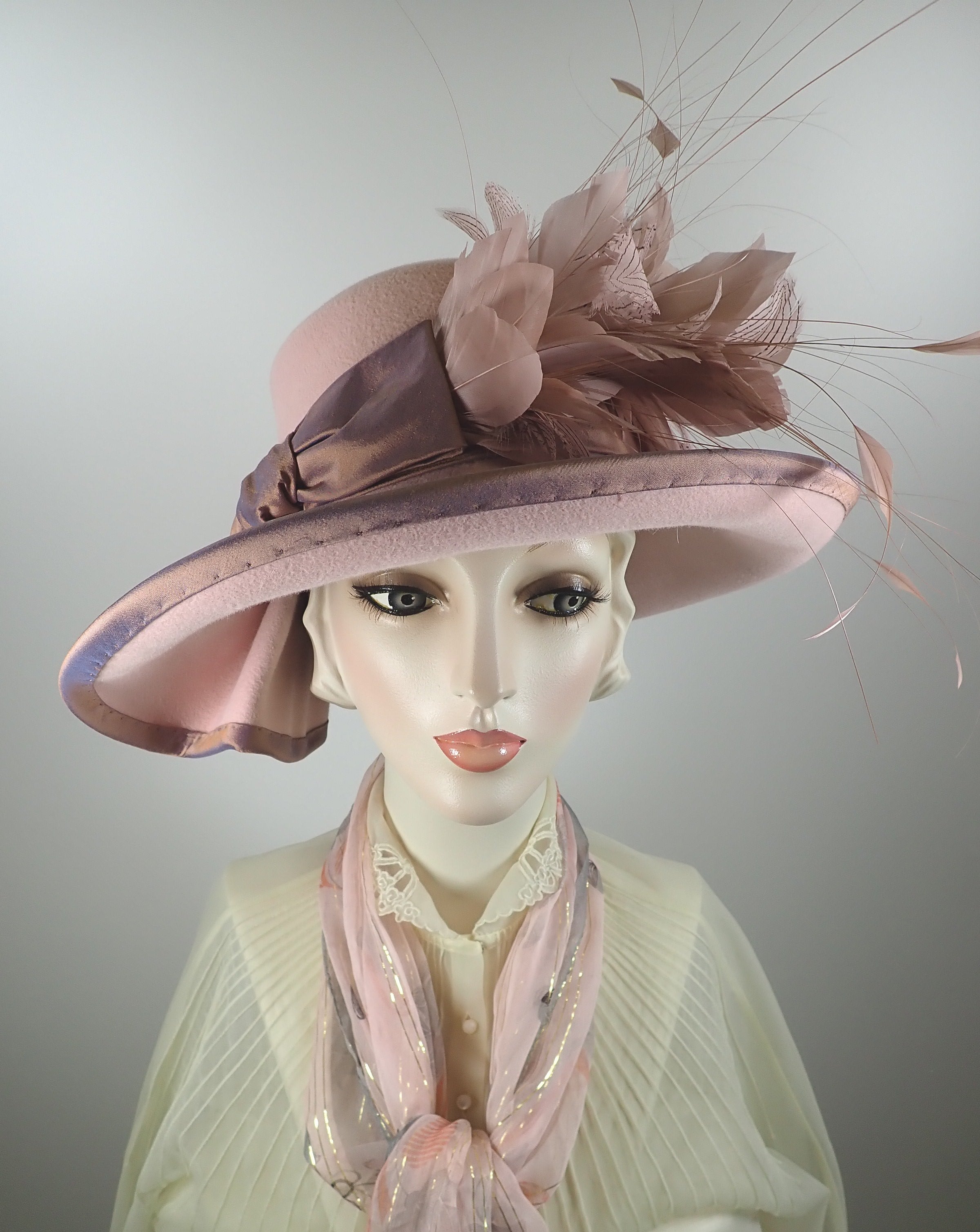 Dressy Pink Wide Brim Wool Felt Winter or Spring Hat – What a Great Hat