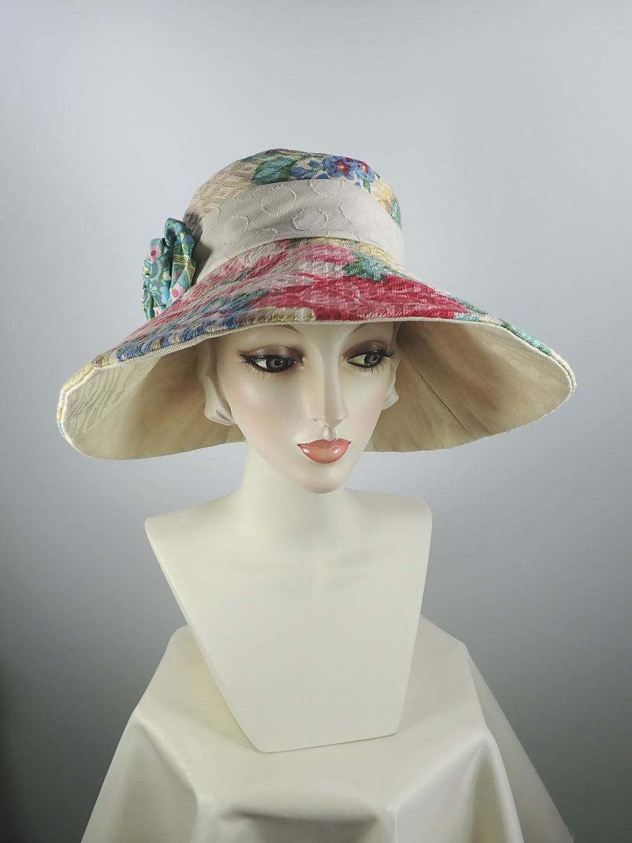 Vintage Fabric Floral Wide Brim Summer Sun Hat – What a Great Hat