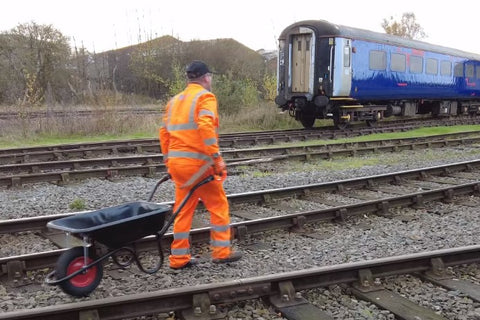 iTip Handles on a wheel barrow used on the train tracks