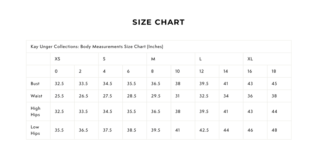 Kay Unger Size Chart – Posh Boutique