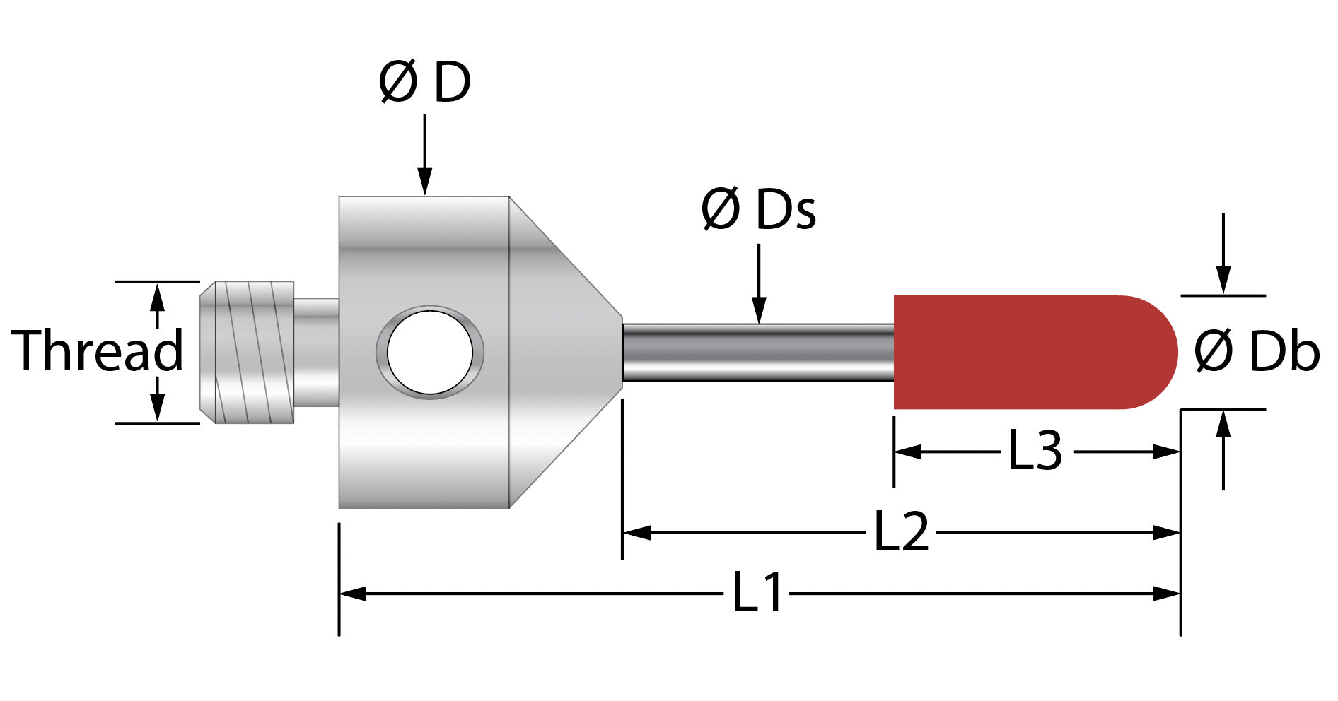 Example of dimensions for design your own cylinder styli probe at q-mark