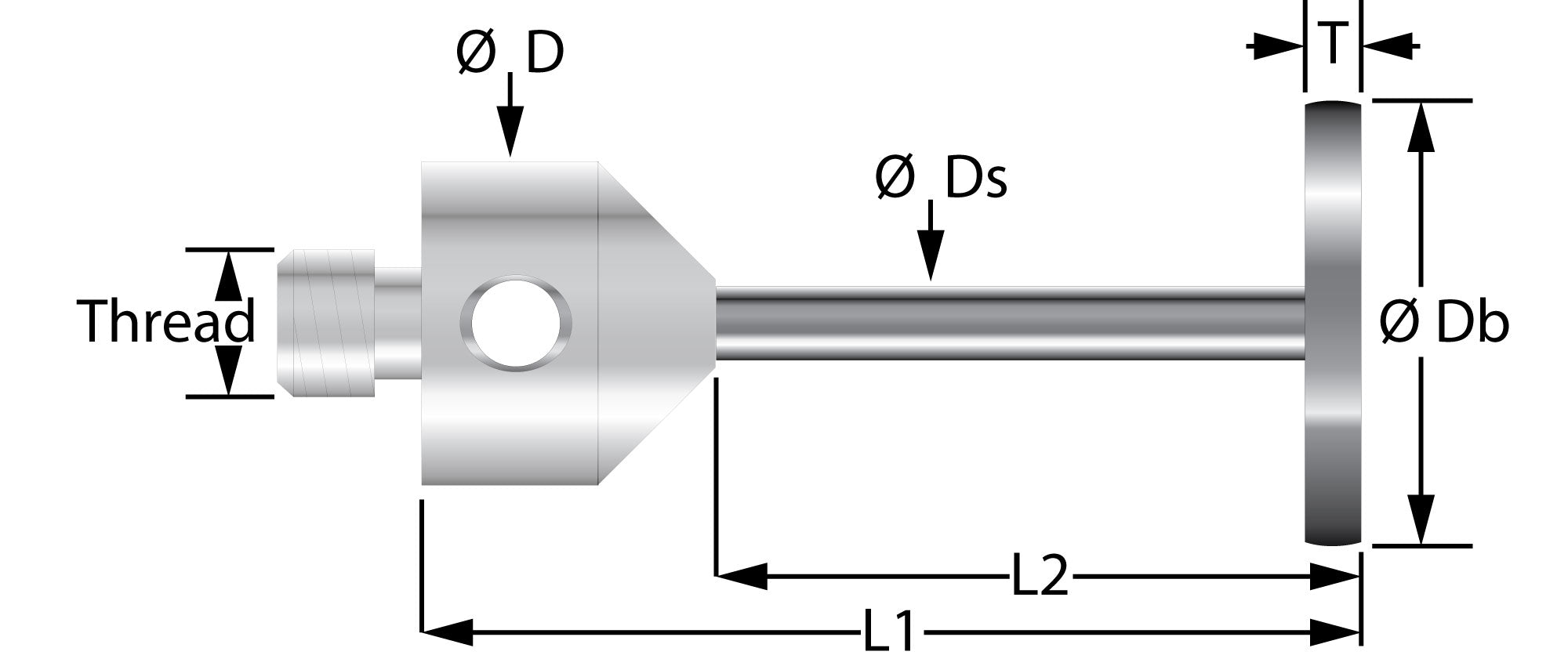 Example of dimensions for design your own disk stylus probe at q-mark