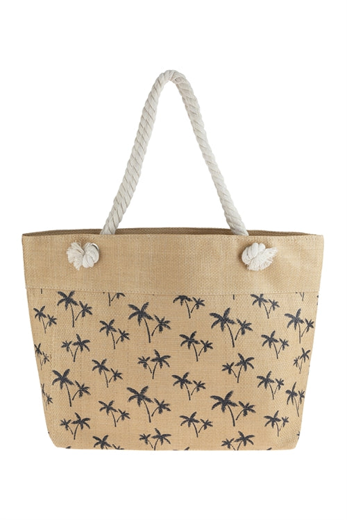 Palm Tree Paradise Straw Beach Tote (Straw) – Luxe Label