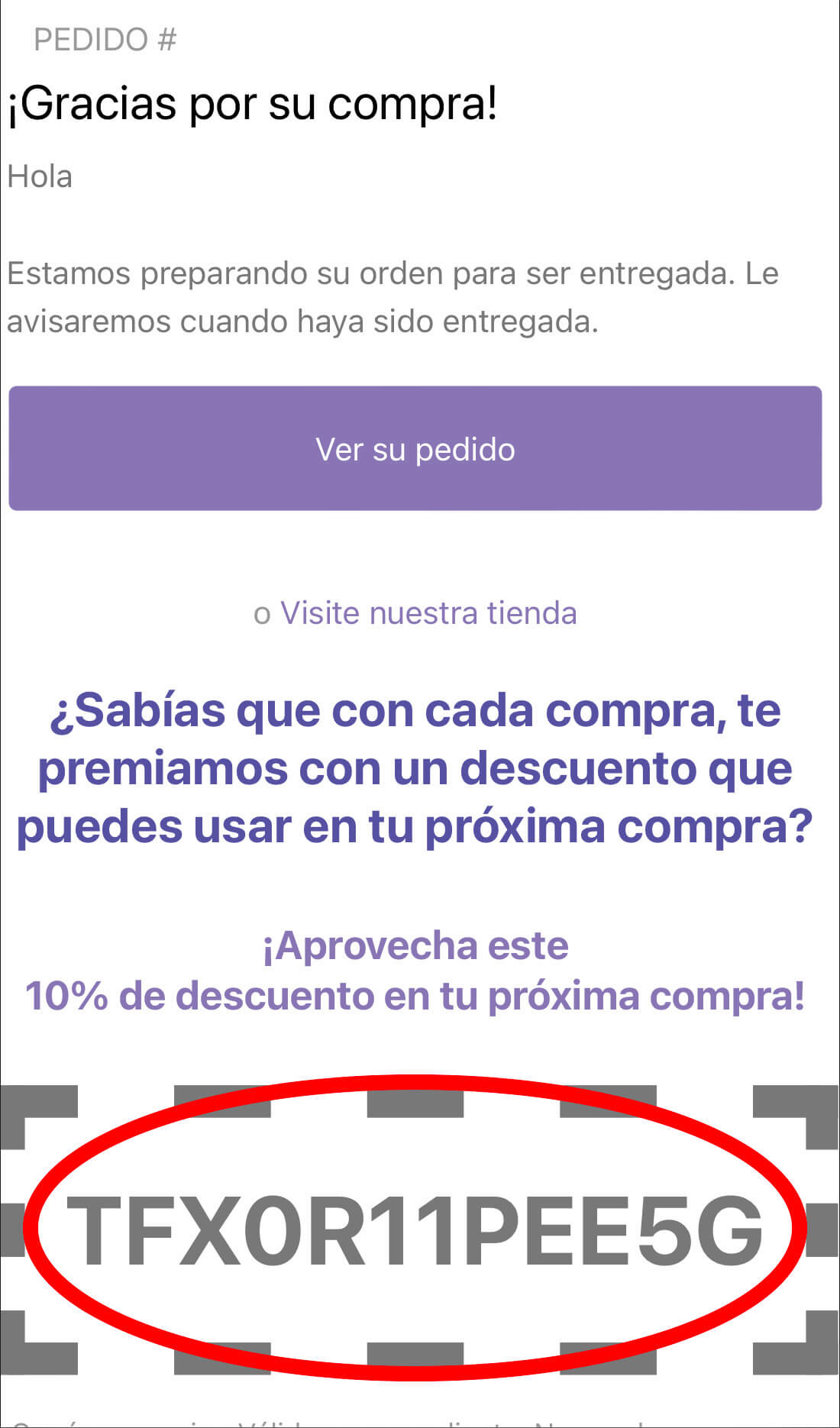 Instrucciones de Cupón de Descuento Móvil-Email