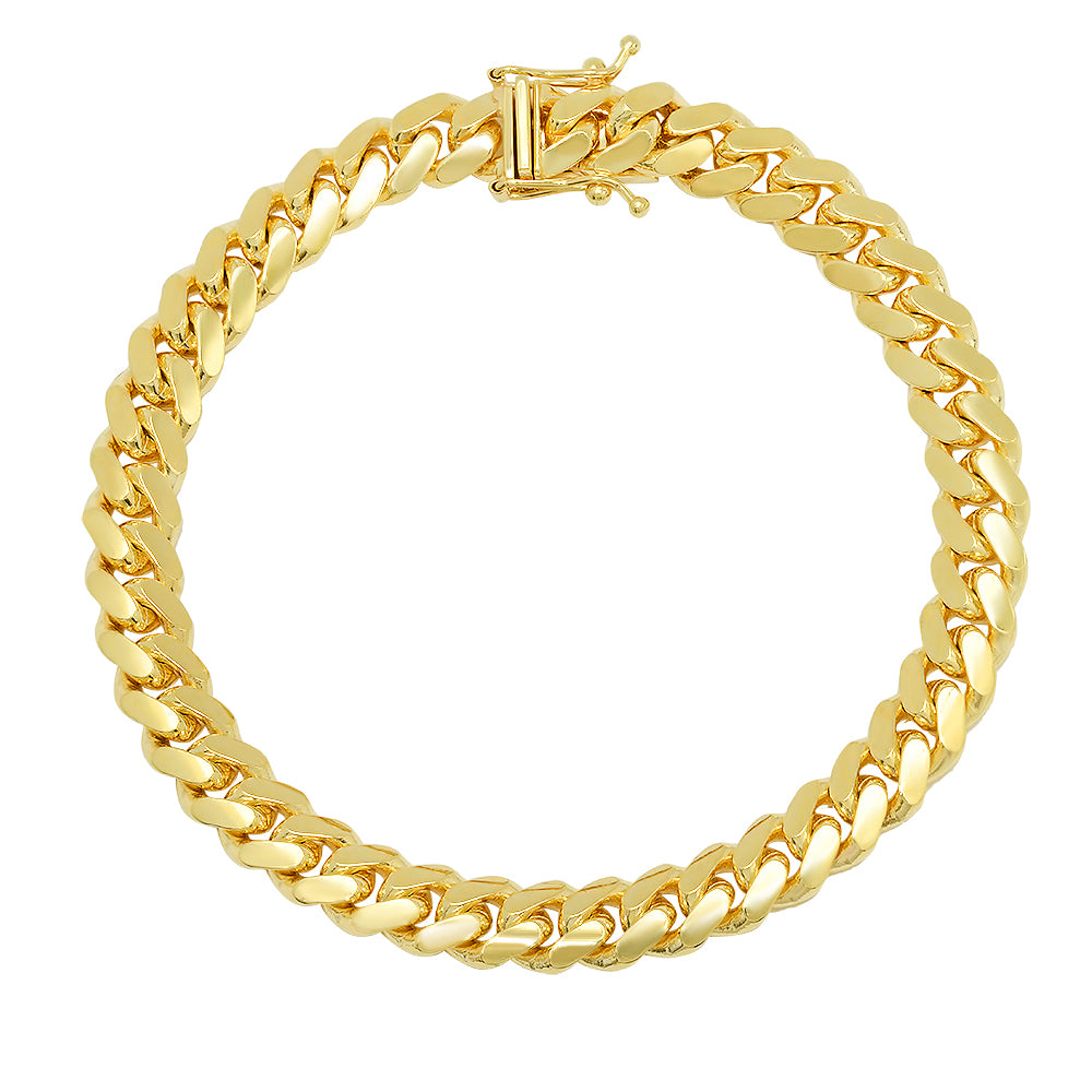 Solid Gold Miami Cuban Link Bracelet, 8 inch length