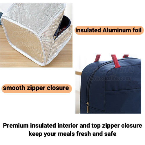 zippered insulated lunch bag