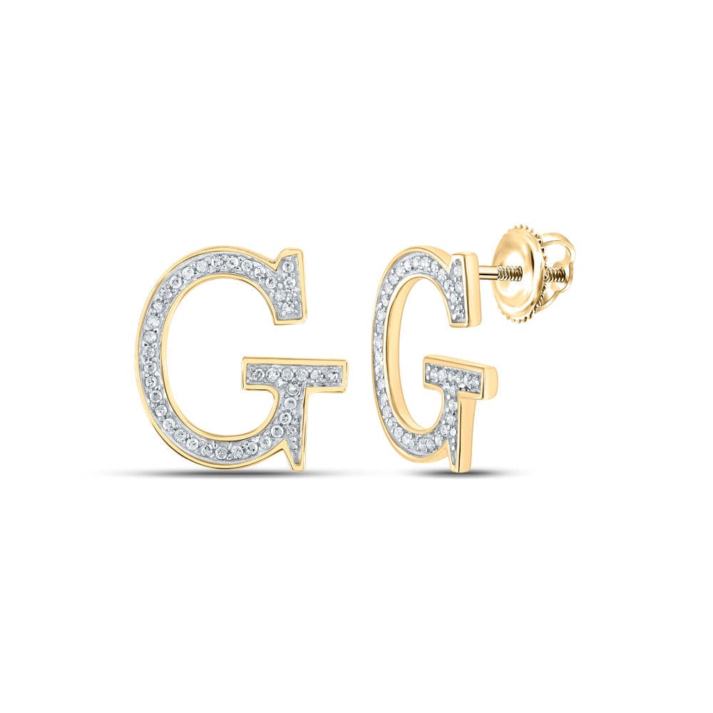 10Kt Gold Initial Letter Earrings V