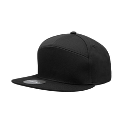 Decky 1098 - 7-Panel Snapback Flat Bill Hat, front angle view