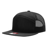 Richardson 168, 7-panel trucker hat, black color