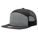 Richardson 168, 7-panel trucker hat, heather grey/black color