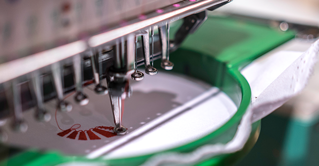 closeup of embroidery machine
