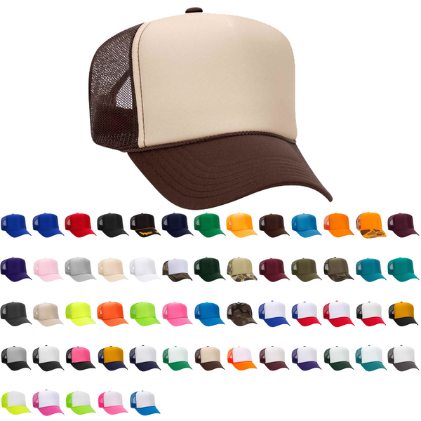 Otto 39-165, 5-panel mesh back foam trucker cap color list, guide