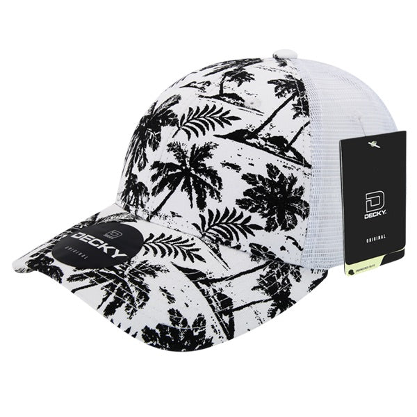 Tropical Hawaiian Trucker Hat with Mesh Back - Decky 6000 – The Park ...