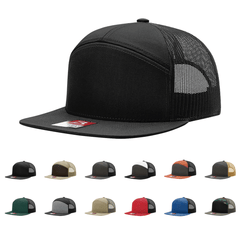 Richardson 168, 7-Panel Trucker Hat, Flat Bill Snapback - 168