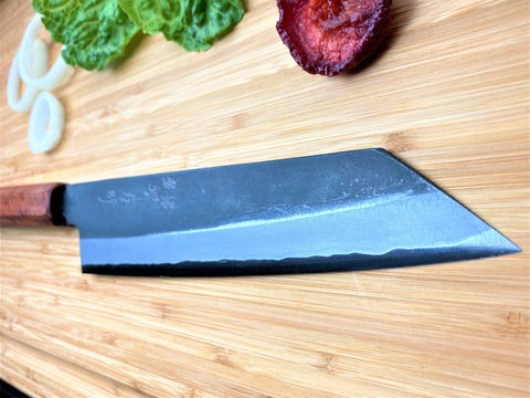 Close up of Japanese knife on table